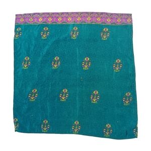 Darn Good Yarn Vibrant Teal Purple Square Rhinestone Bandana Scarf Made In India